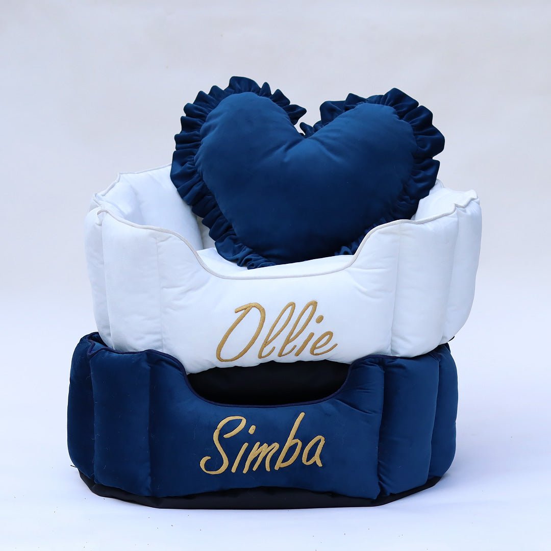 High Wall Mid night Personalized Luxury Velvet Bed For Dogs - Image 3