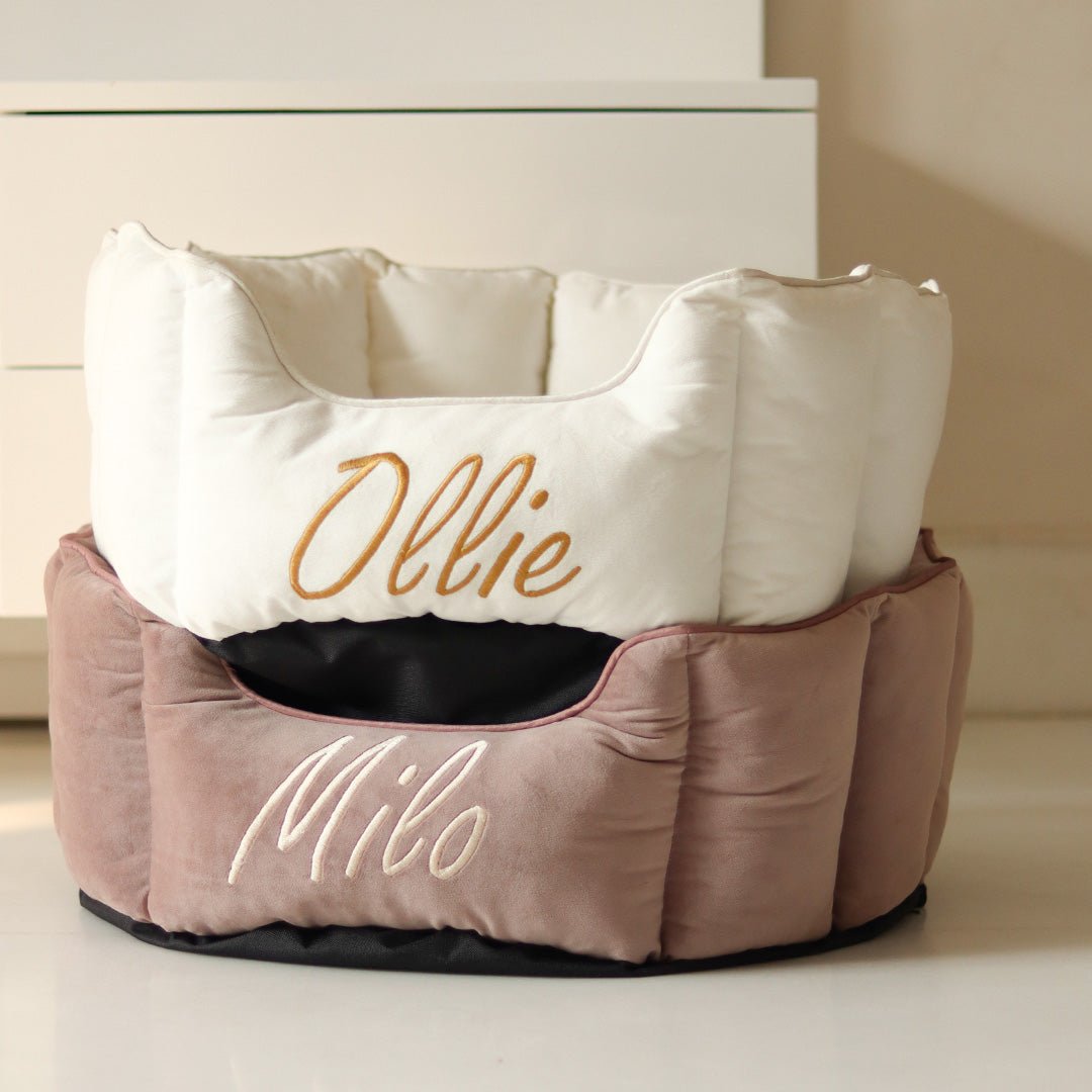 High Wall Snow White Personalized Luxury Velvet Bed For Dogs - Image 3