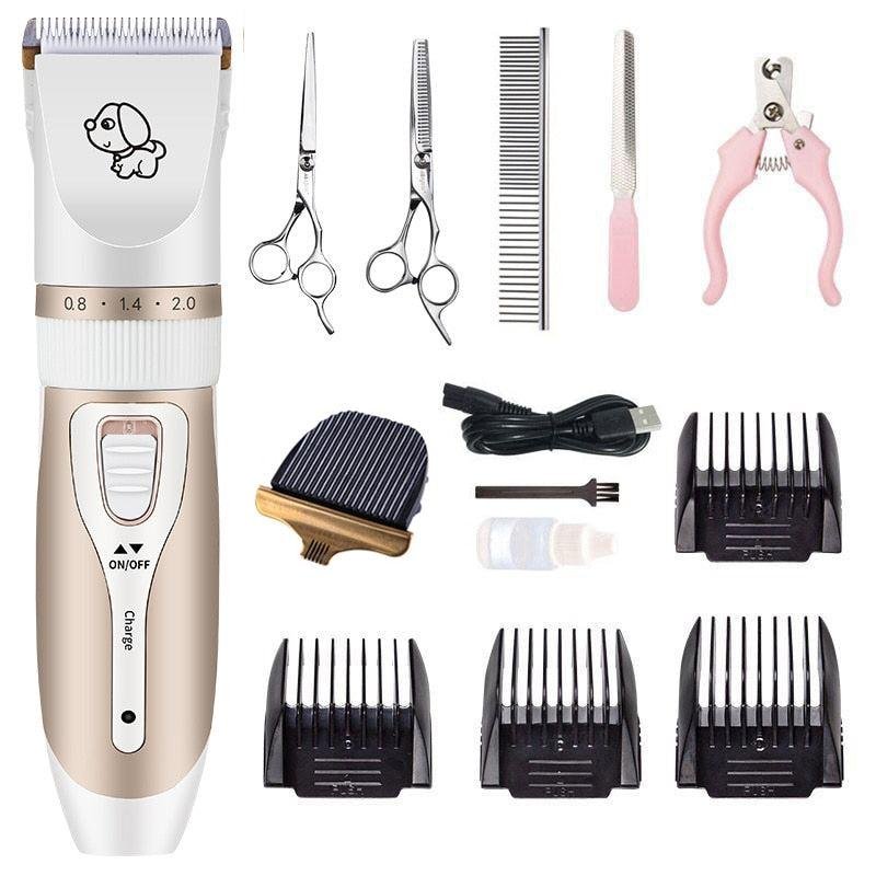 Professional Dog Grooming Kit. Cordless Clipper for Long Thick Haired Dog. Complete Dog Grooming Set