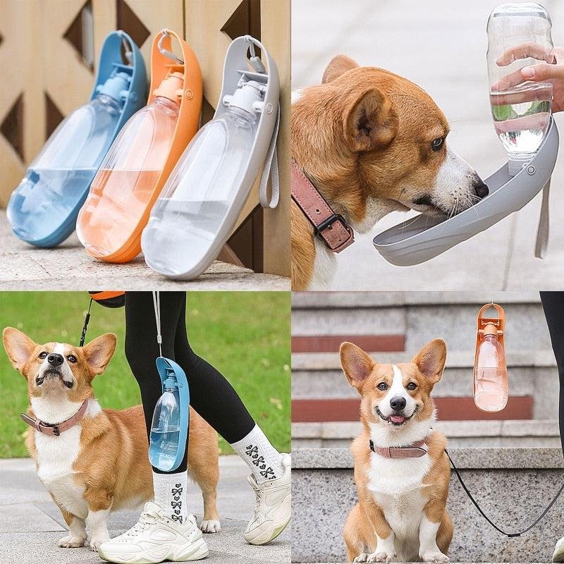 Portable Water Bottle with Water Dispenser for Pets. Ideal for Walks. Suitable for Dogs and Cats