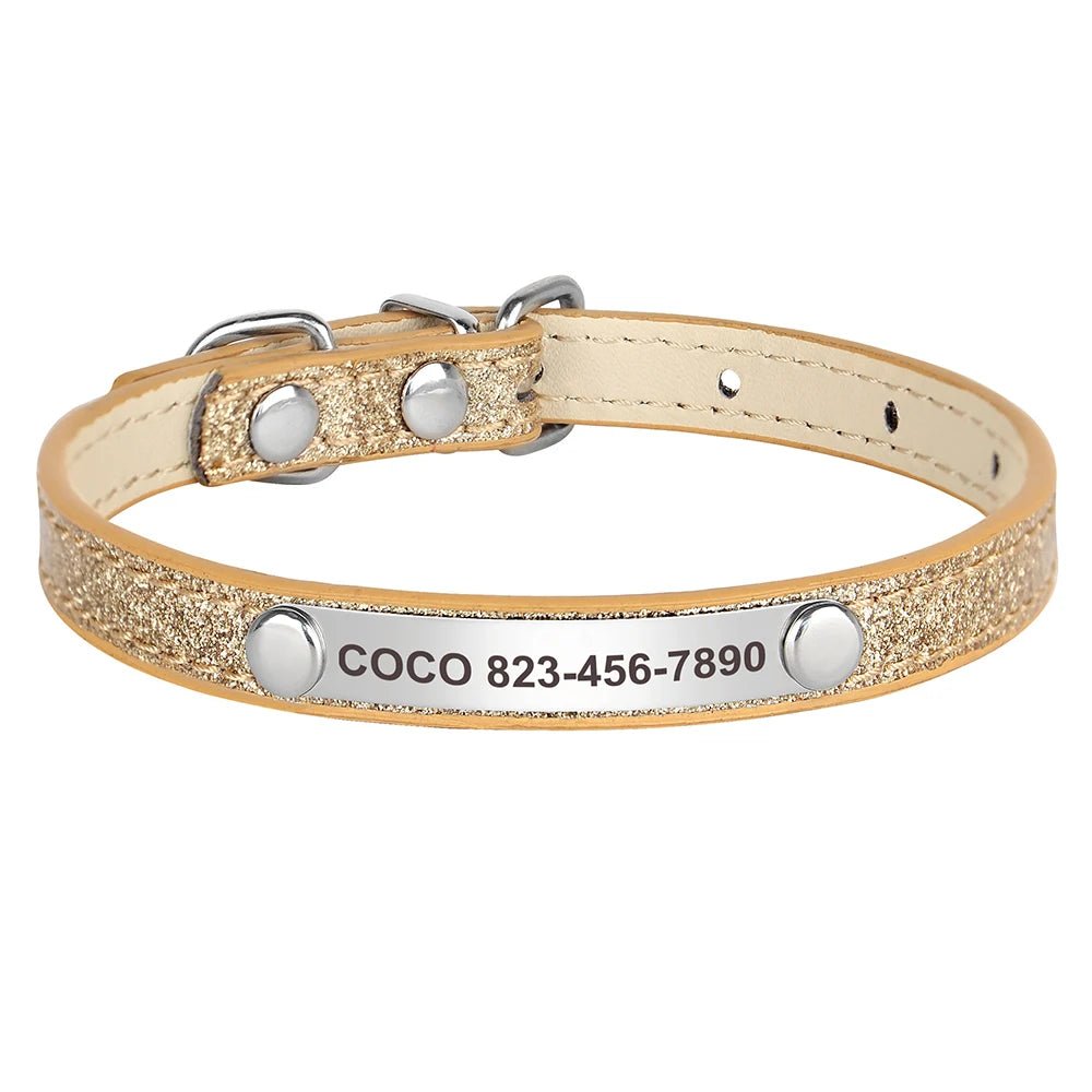 Personalized Leather Cat Collar with Free Engraving. Bling-Bling Kitten and Cat Collar. Identification Collars for Small Dogs and Cats - Image 5