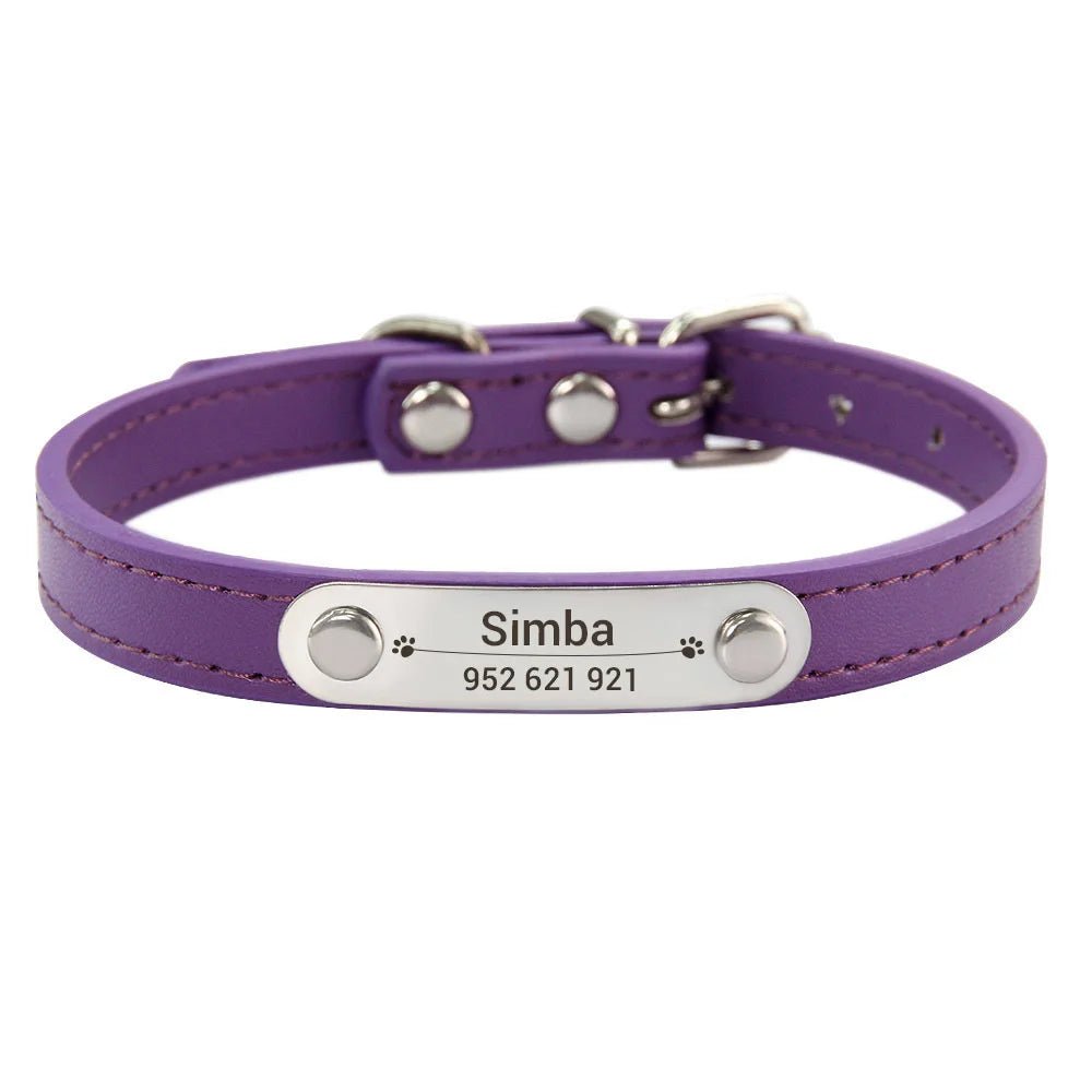 Personalized PU Leather Dog Collar with Anti-Lost ID Tag - For All Size Dogs and Cats - Image 11