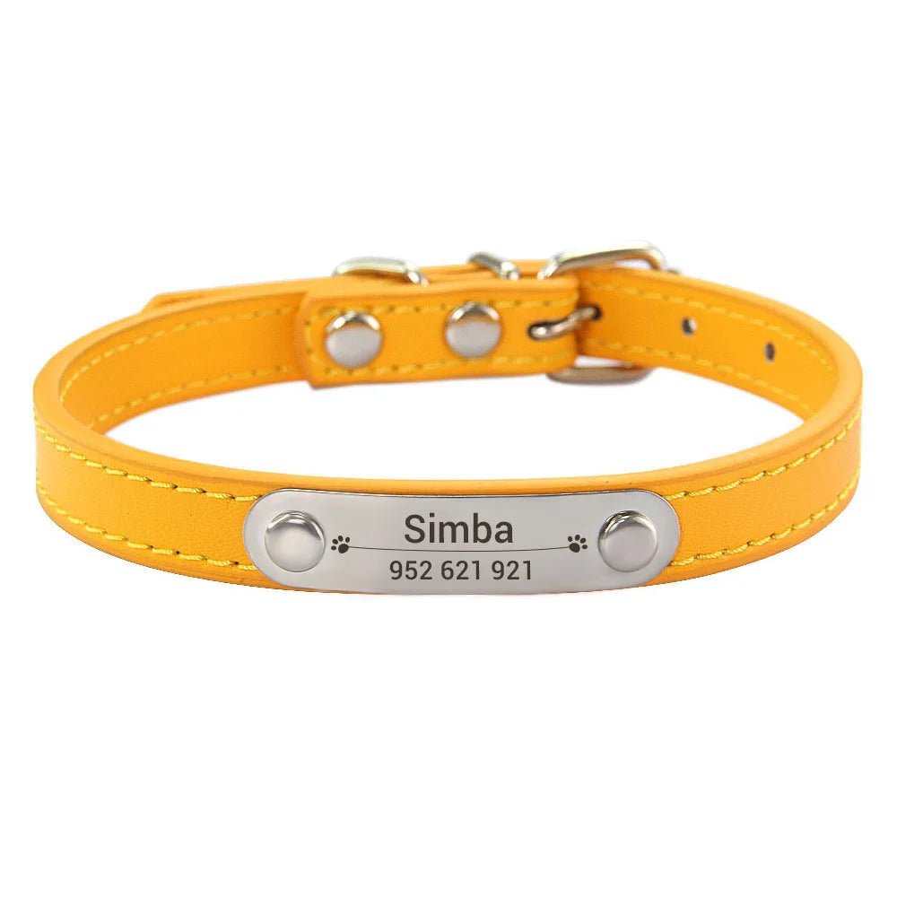 Personalized PU Leather Dog Collar with Anti-Lost ID Tag - For All Size Dogs and Cats - Image 14