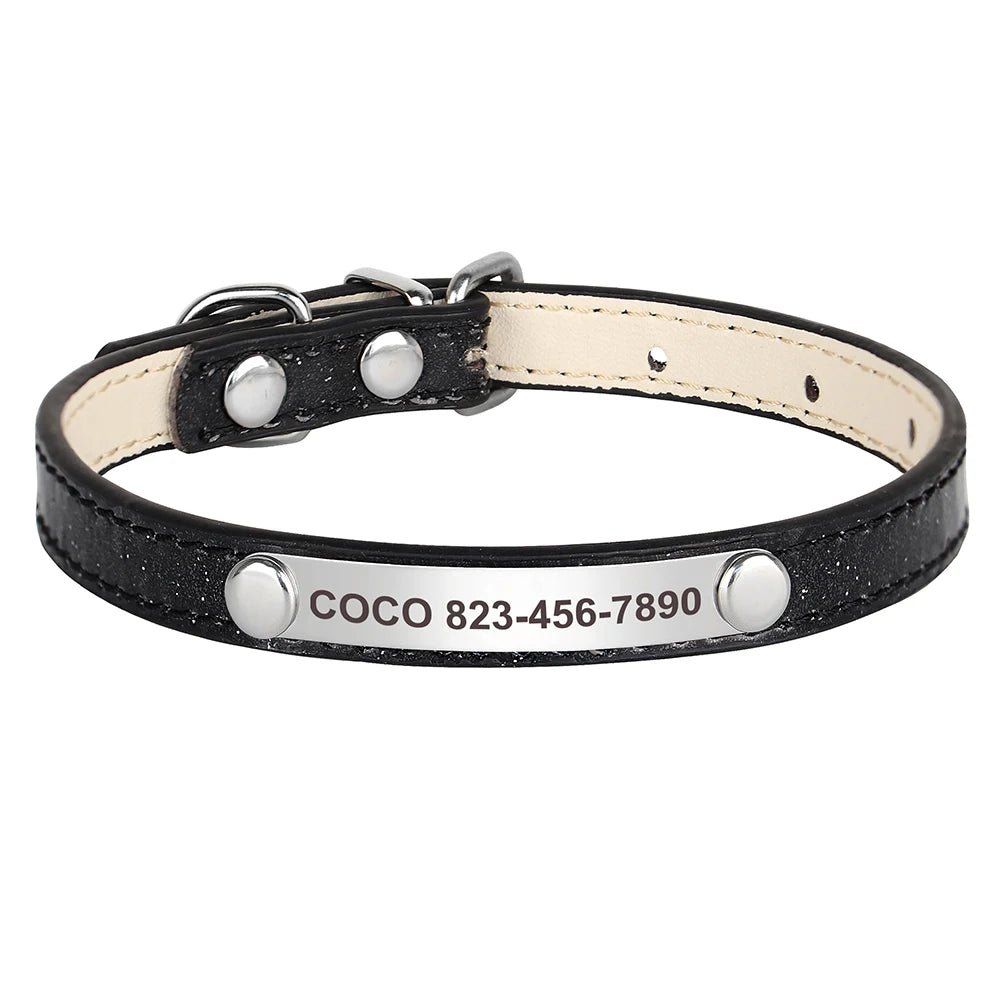 Personalized Leather Cat Collar with Free Engraving. Bling-Bling Kitten and Cat Collar. Identification Collars for Small Dogs and Cats - Image 9