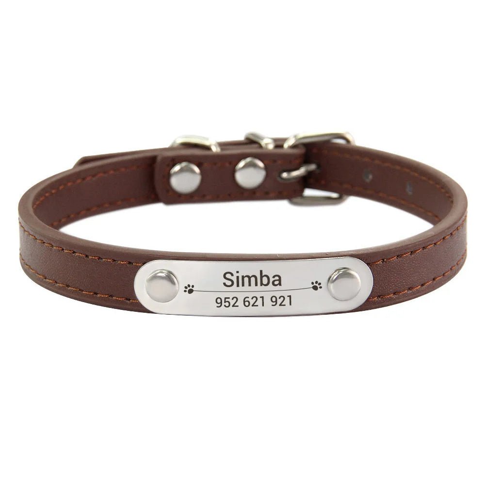 Personalized PU Leather Dog Collar with Anti-Lost ID Tag - For All Size Dogs and Cats - Image 9