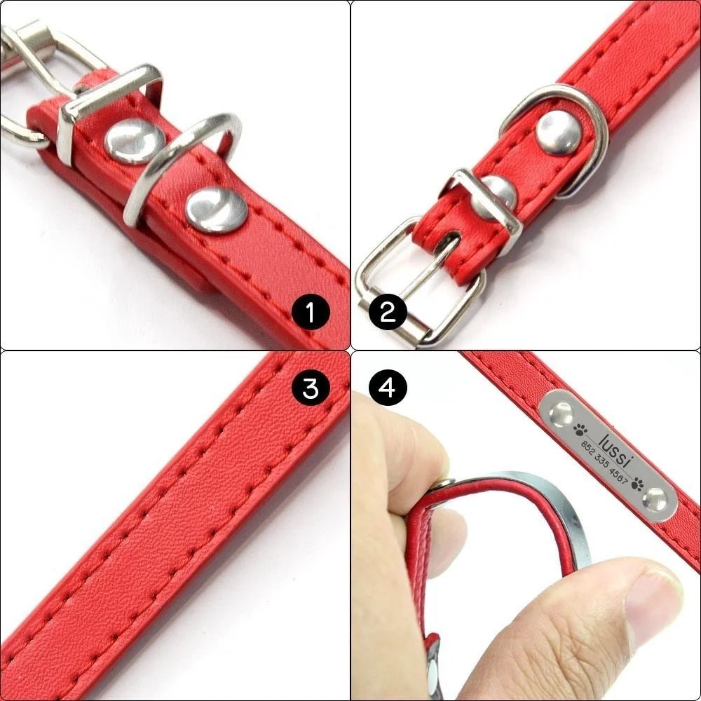 Personalized PU Leather Dog Collar with Anti-Lost ID Tag - For All Size Dogs and Cats - Image 4