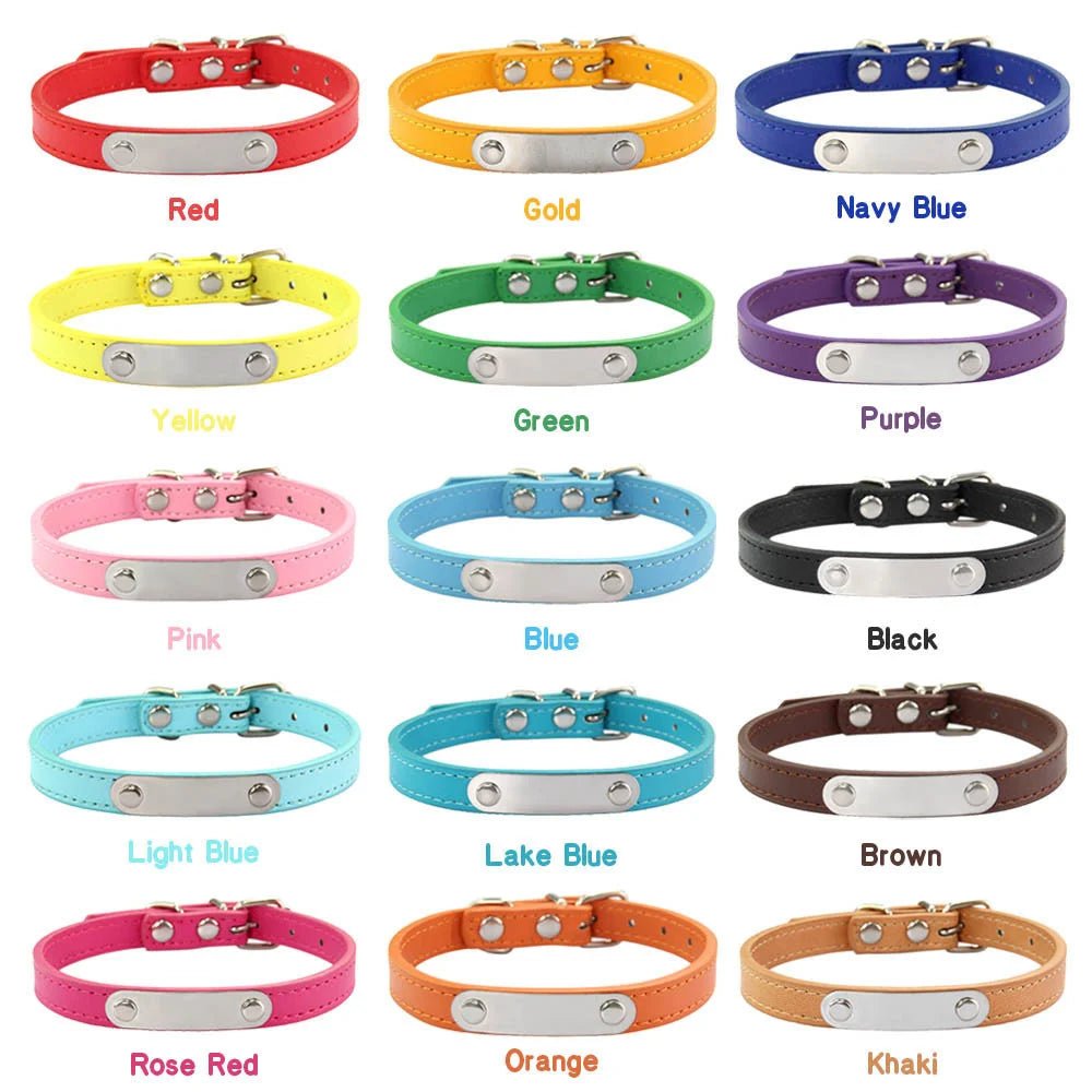 Personalized PU Leather Dog Collar with Anti-Lost ID Tag - For All Size Dogs and Cats - Image 3