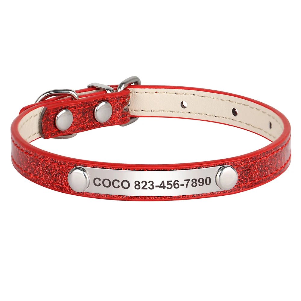 Personalized Leather Cat Collar with Free Engraving. Bling-Bling Kitten and Cat Collar. Identification Collars for Small Dogs and Cats - Image 8